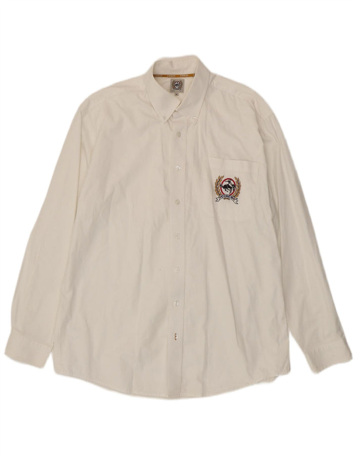 VINTAGE Chemise Homme Coton Blanc Moyen