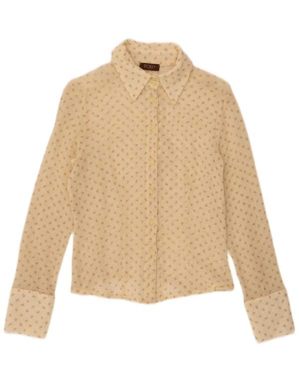 Ecko Unlimited Chemisier pour femme UK 10 Petit Beige à pois