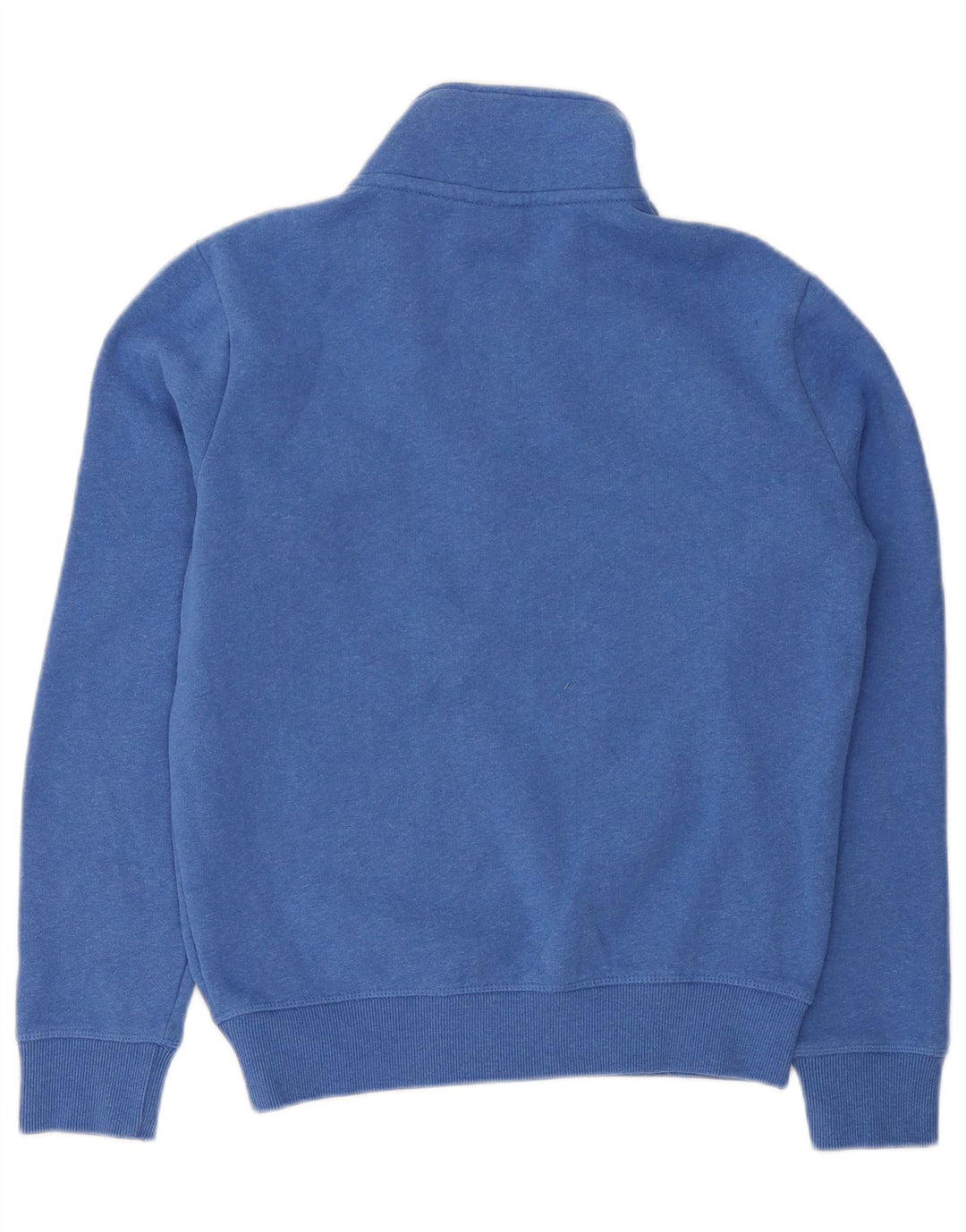 Superdry Homme Zip Neck Sweatshirt Jumper Petit Bleu Coton