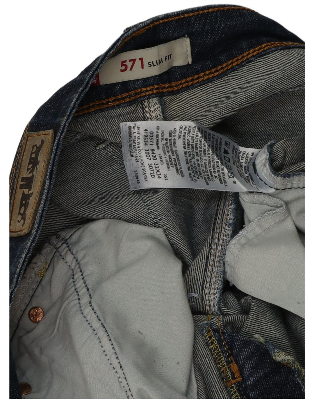 Levi's Jean Slim 571 Femme W32 L30 Bleu Marine Coton
