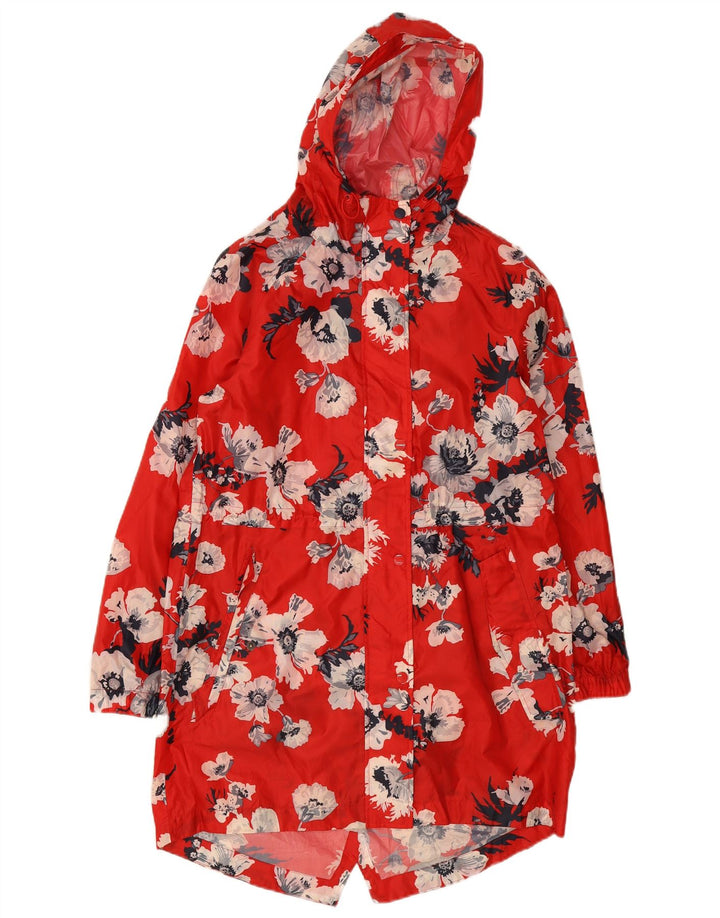 Joules Manteau imperméable à capuche pour femme UK 42 en polyester floral rouge moyen