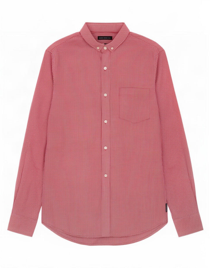 French Connection Chemise Homme Petit Vichy Rouge Coton