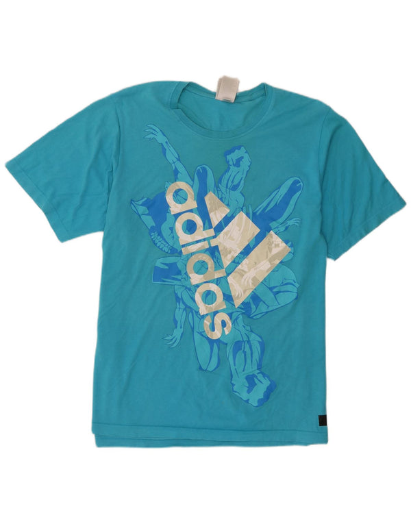 Adidas T-Shirt Graphique Homme Top XL Bleu Coton