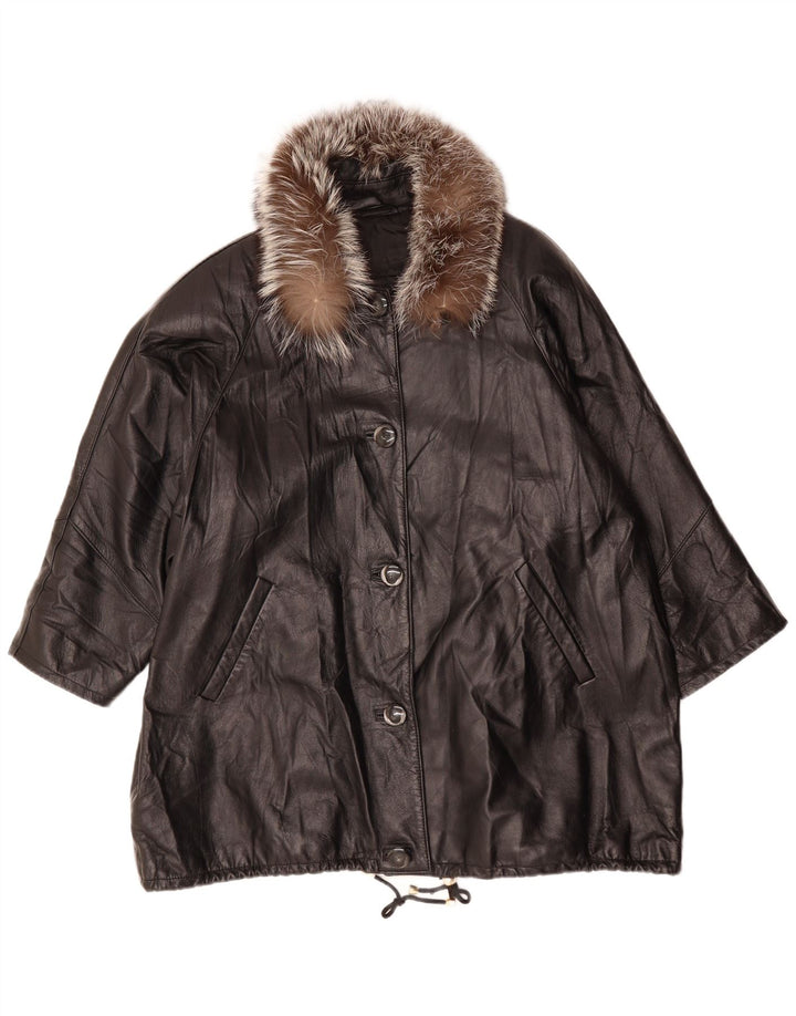 PAUL & WITE Manteau en cuir pour femme UK 20 2XL Cuir noir