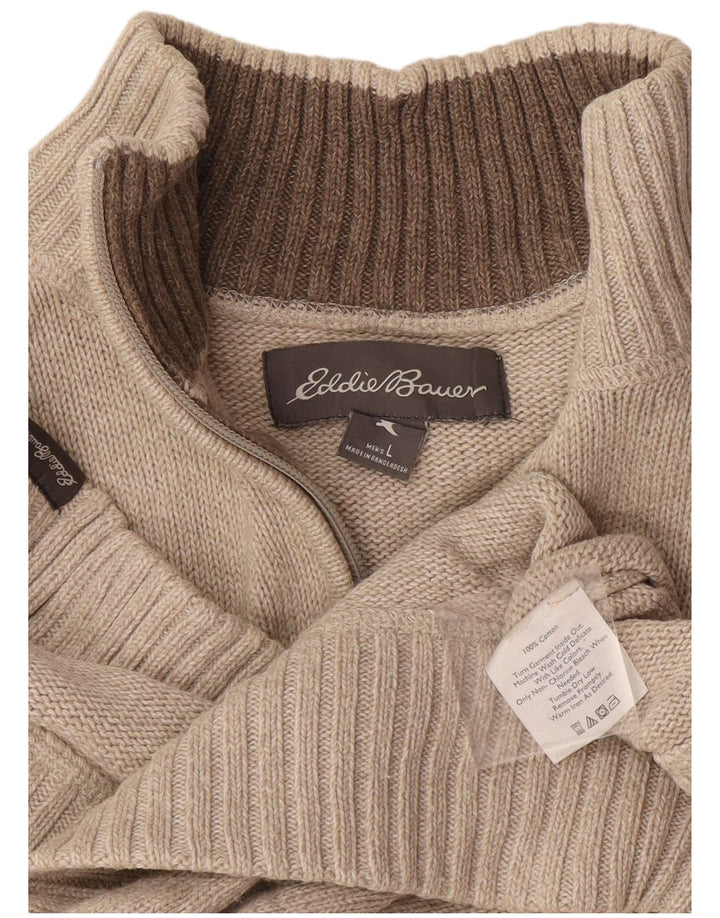 Eddie Bauer Pull à col zippé pour homme Grand coton beige