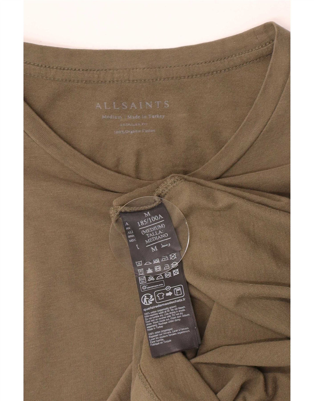 All Saints T-Shirt Regular Fit Homme Vert Moyen Coton