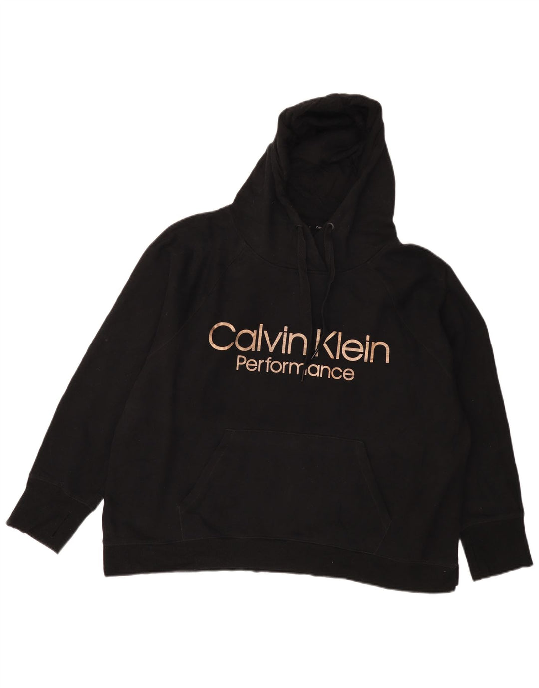 CALVIN KLEIN Pull à capuche graphique surdimensionné pour femme UK 18 XL Coton noir