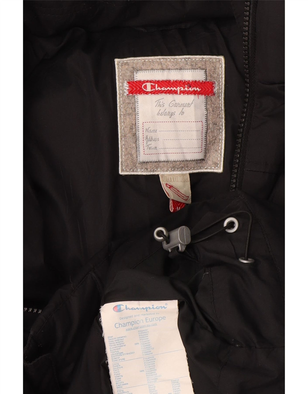 Champion Veste matelassée à capuche pour femme UK 14 Medium Noir Polyester