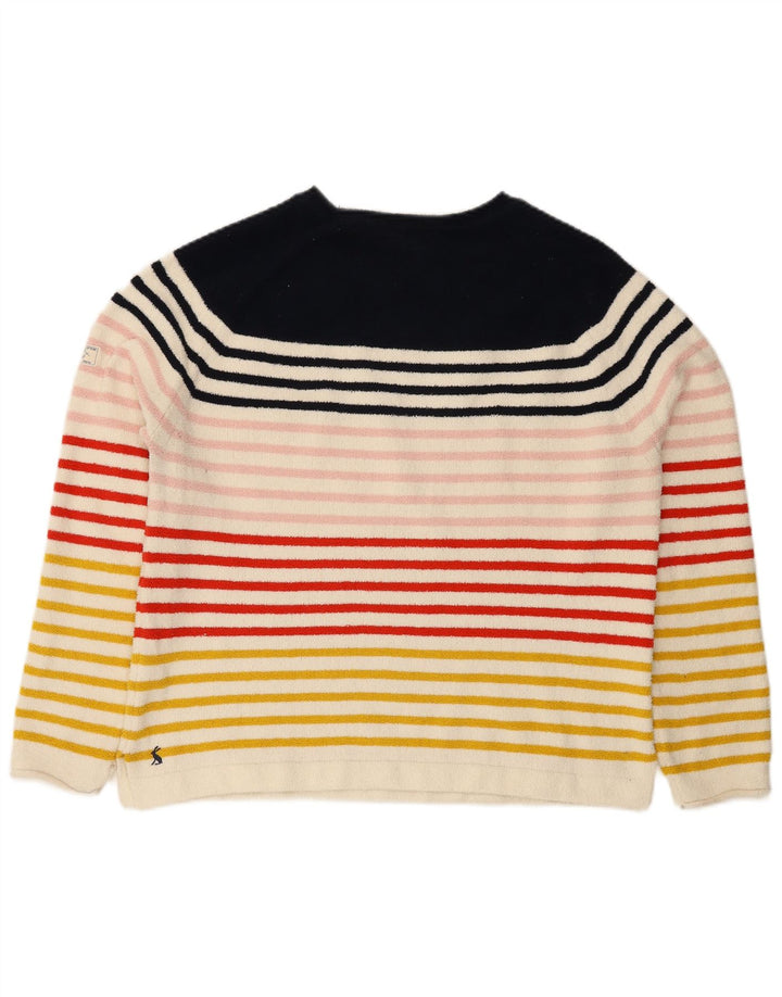 JOULES Womens Fleece Jumper UK 14 Large Multicoloured Striped Polyester