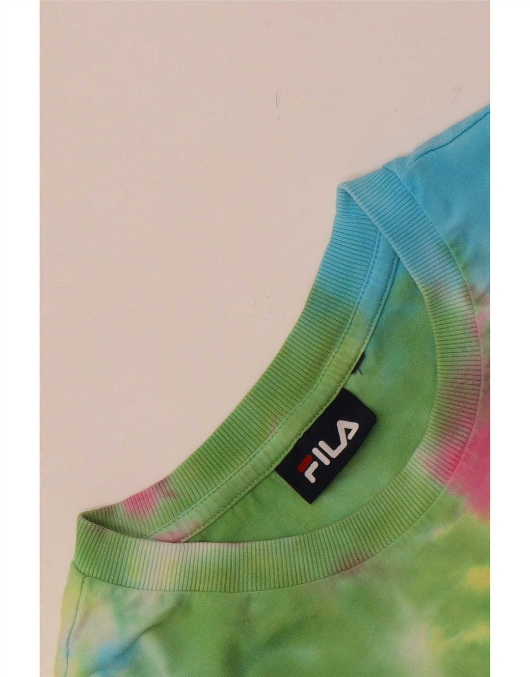 Fila Femme T-Shirt Top UK 12 Medium Multicolore Tie Dye