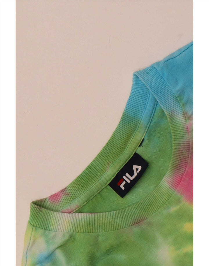 Fila Femme T-Shirt Top UK 12 Medium Multicolore Tie Dye