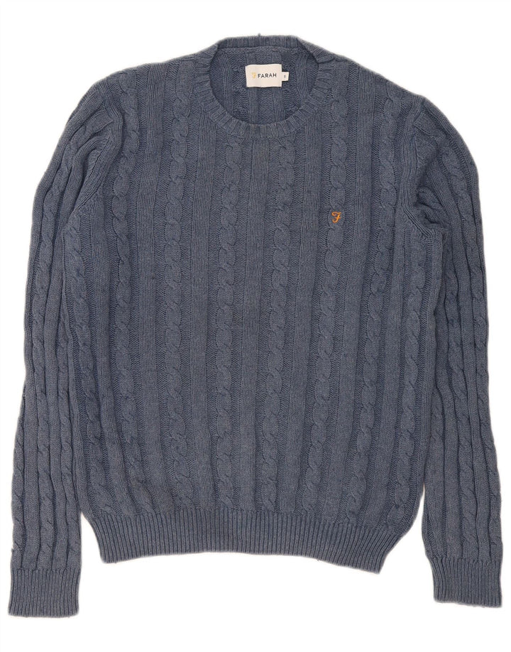 Farah Pull à col rond pour homme en coton bleu marine Petit