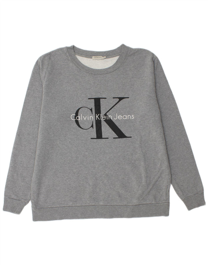CALVIN KLEIN JEANS Sweat-Shirt Graphique Homme XL Gris Coton