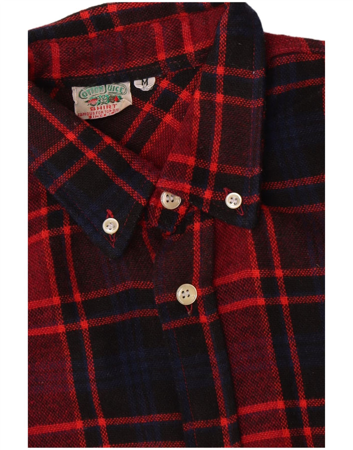 vintage Chemise en flanelle pour hommes Coton à carreaux rouge moyen