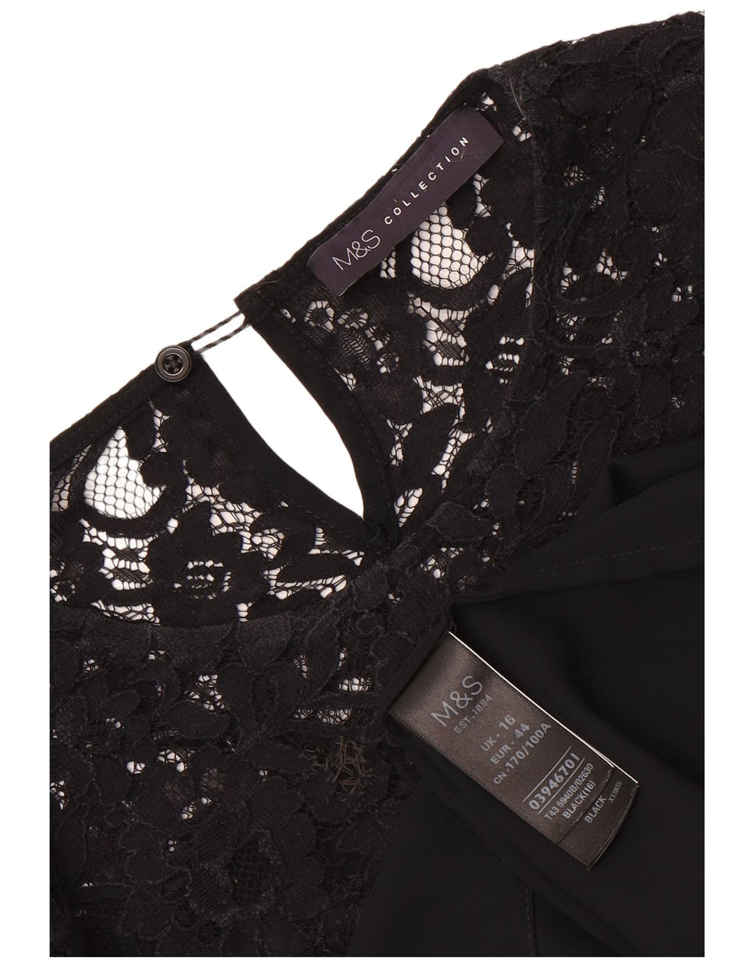 Marks & Spencer Chemisier surdimensionné à manches longues pour femme UK 16 Large Noir