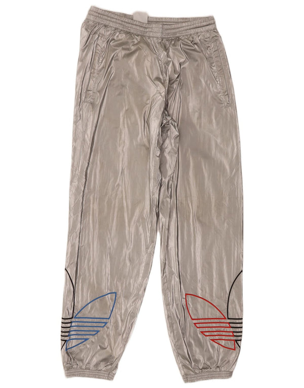 Adidas Mens Graphic Tracksuit Trousers Joggers Medium Silver Polyurethane