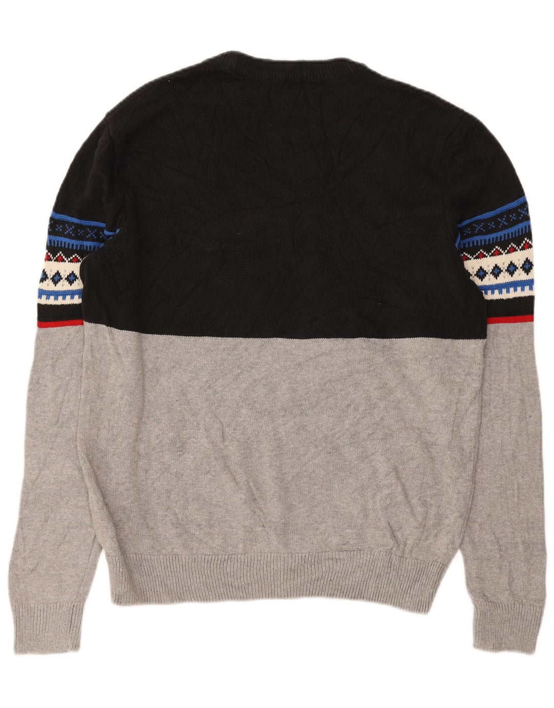 Chaps Pull col rond pour homme en coton Fair Isle Gris Taille L
