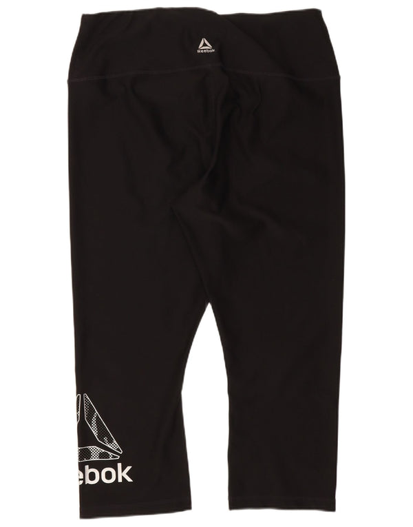 Reebok Legging Capri Graphique Femme UK 14 Large Noir