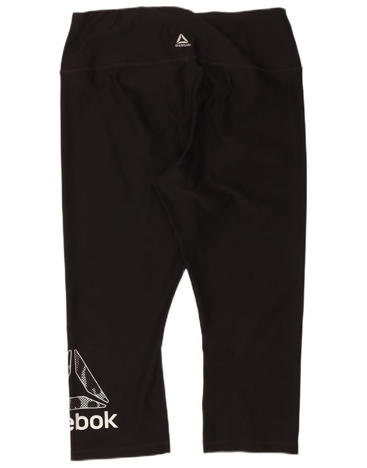 Reebok Legging Capri Graphique Femme UK 14 Large Noir