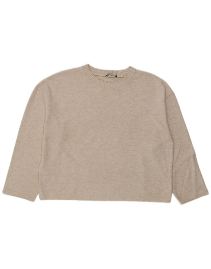 Zara Haut surdimensionné à manches longues pour femme UK 16 Large Blanc cassé