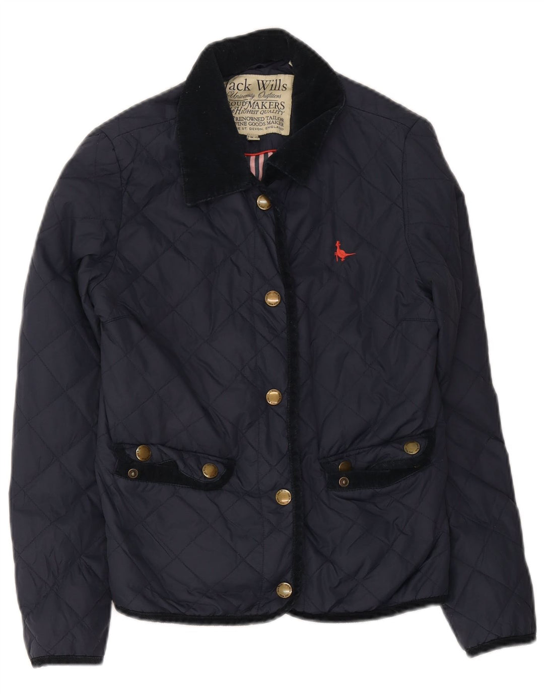 Jack Wills Veste matelassée pour femme UK 10 Petit nylon bleu marine