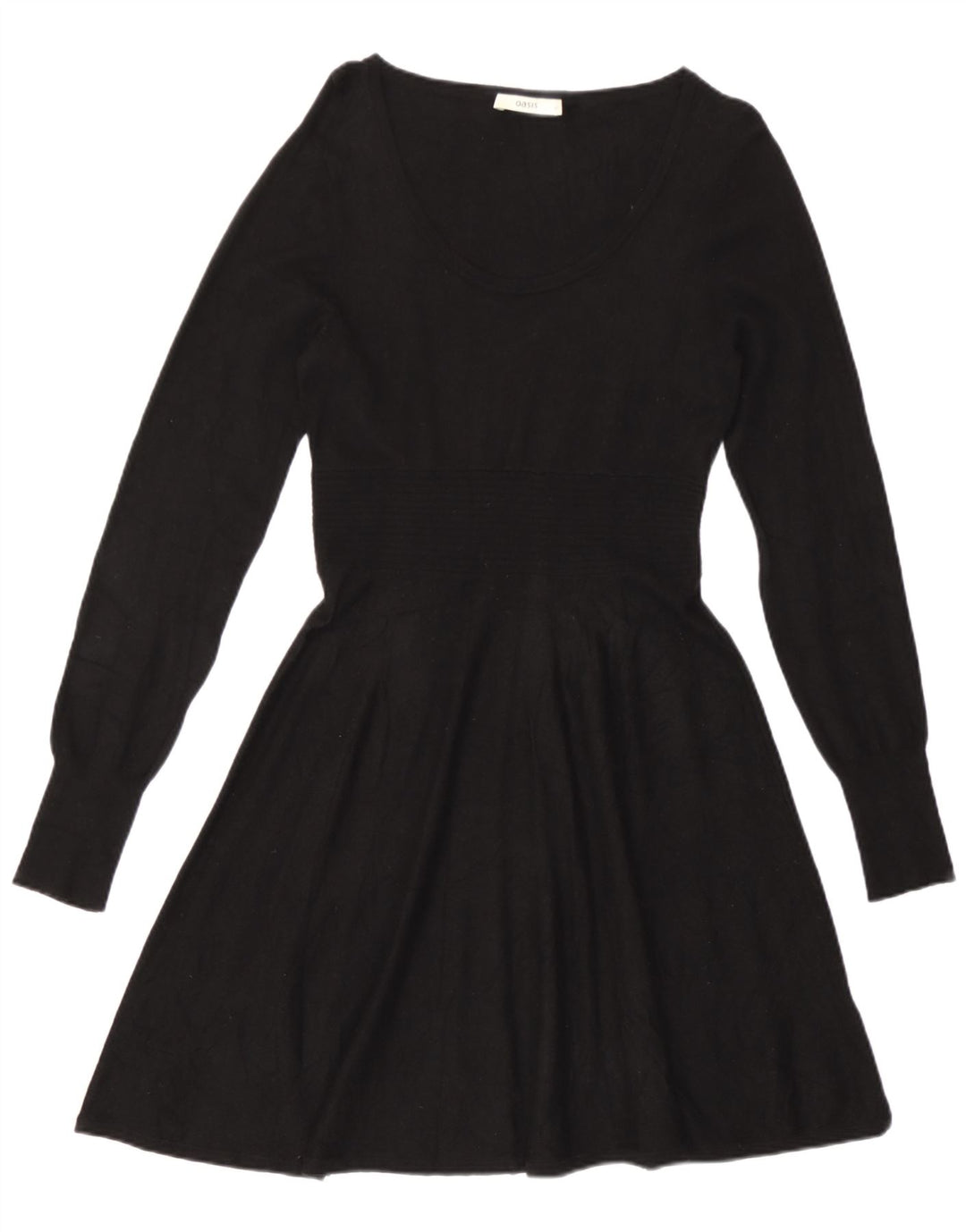 Oasis Robe trapèze à manches longues pour femme UK 42 Viscose noire moyenne
