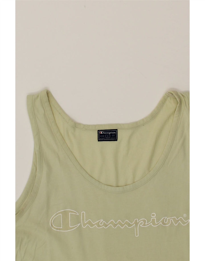 CHAMPION Mens Graphic Vest Top Large Green Cotton Vintage Champion and Second-Hand Champion from Messina Hembry 