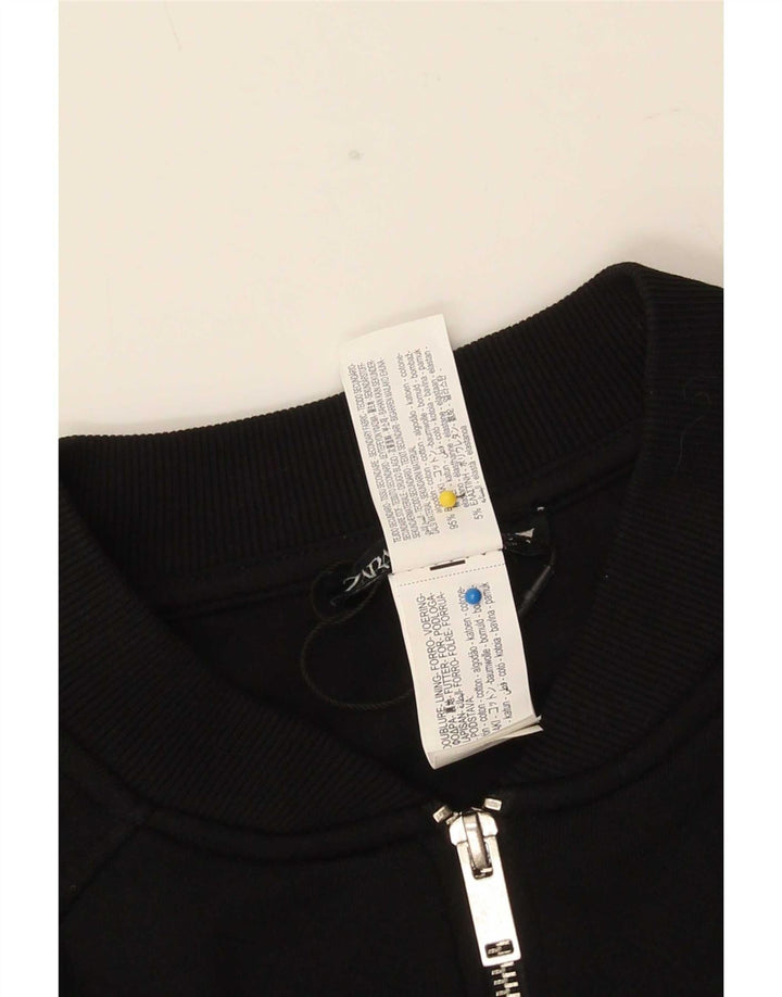 Zara Womens Bomber Jacket UK 16 Large Noir Coton