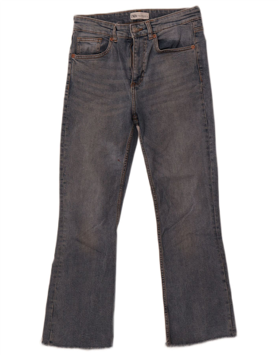Zara Womens Crop Bootcut Jeans EU 38 Small W28 L26 Bleu Coton