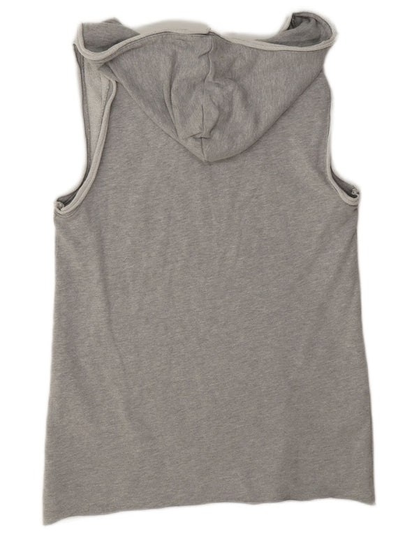 Adidas Pull à capuche graphique sans manches pour homme UK 38 Petit coton gris