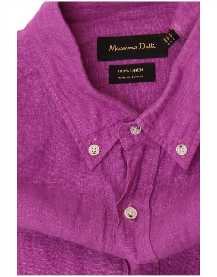Massimo Dutti Chemise Homme Lin Violet Moyen
