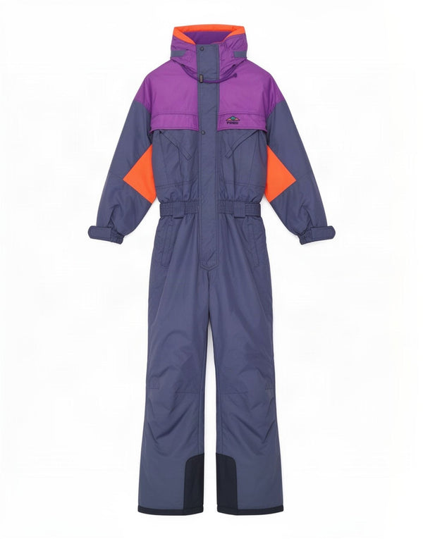 Brugi Combinaison de ski à capuche pour homme UK 42 Large Bleu Colorblock Polyamide