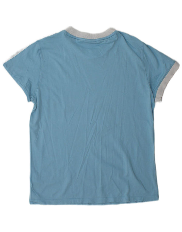 Adidas T-Shirt Femme Top UK 10 Petit Bleu Coton Sports