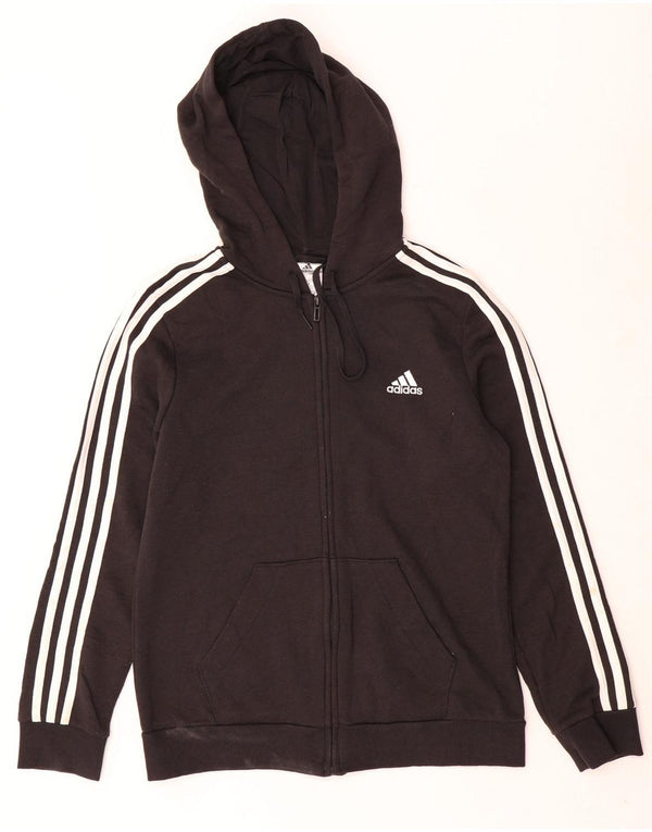 Adidas Pull à capuche zippé pour femme UK 12/14 Coton color block noir moyen