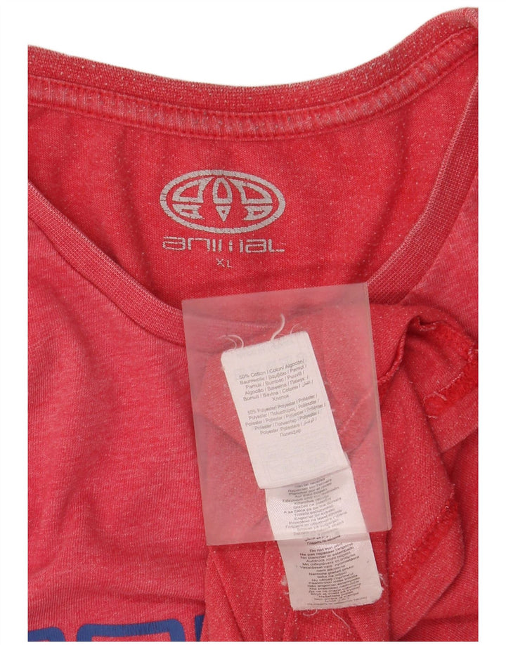 Animal T-Shirt Graphique Homme Top XL Rouge Coton