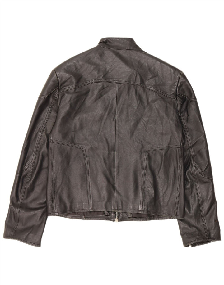 Veste en cuir femme vintage UK 14 Cuir noir moyen