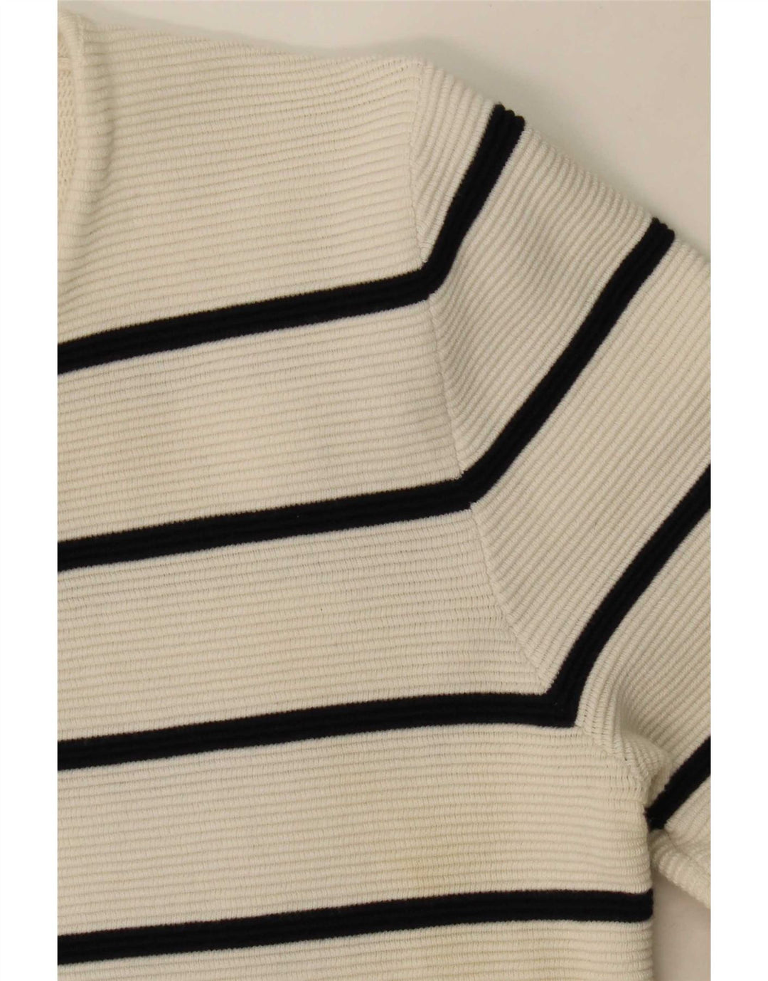 Zara Pull Col V Homme Petit Rayé Blanc