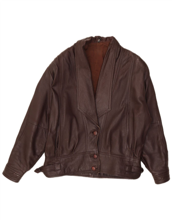 veste en cuir femme vintage UK 14 Brun moyen