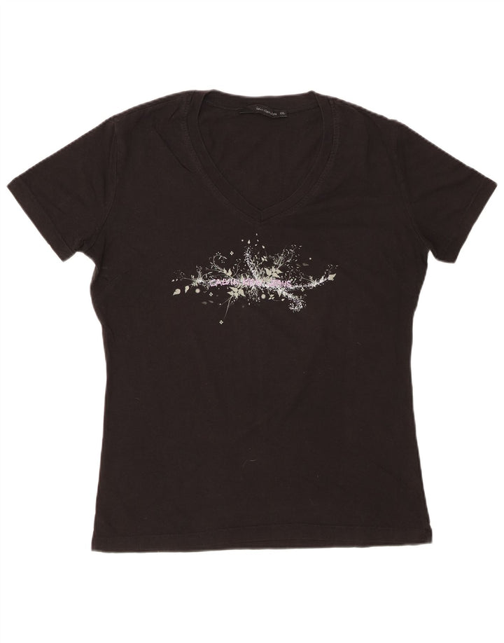 CALVIN KLEIN JEANS T-Shirt Graphique Femme UK 20 2XL Noir