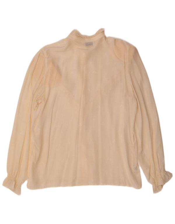 VINTAGE Chemisier Femme IT 44 Acétate Floral Blanc Cassé Moyen