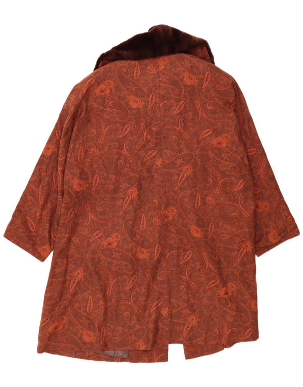 MICHAEL MORTELL Manteau surdimensionné pour femme UK 12 Marron moyen Paisley