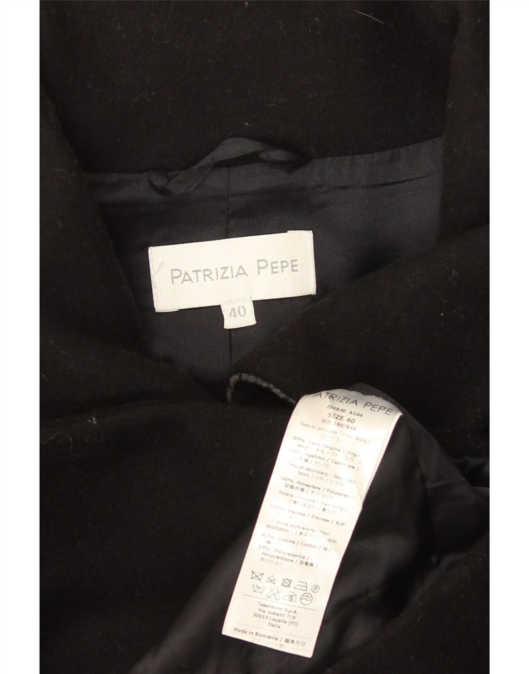 Patrizia Pepe Pardessus Femme IT 40 Petite Laine Noire
