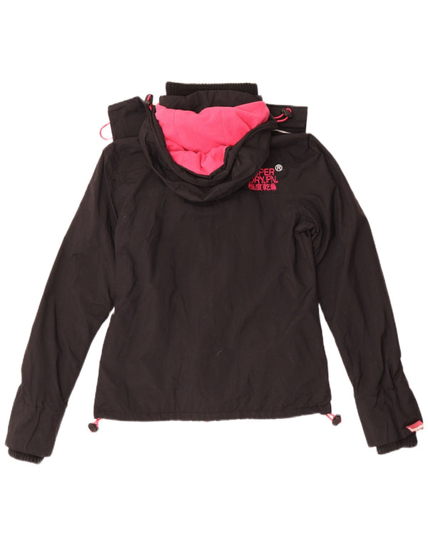 Superdry Veste coupe-vent à capuche pour femme UK 4 XS Nylon noir