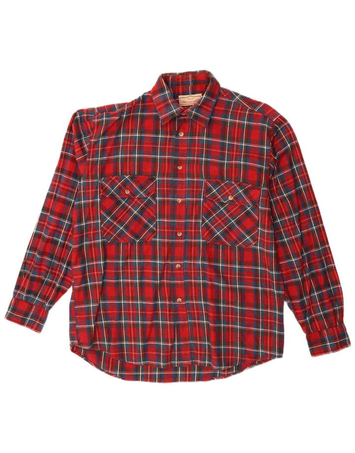 NORTONS Chemise en flanelle pour homme en coton à carreaux rouge moyen