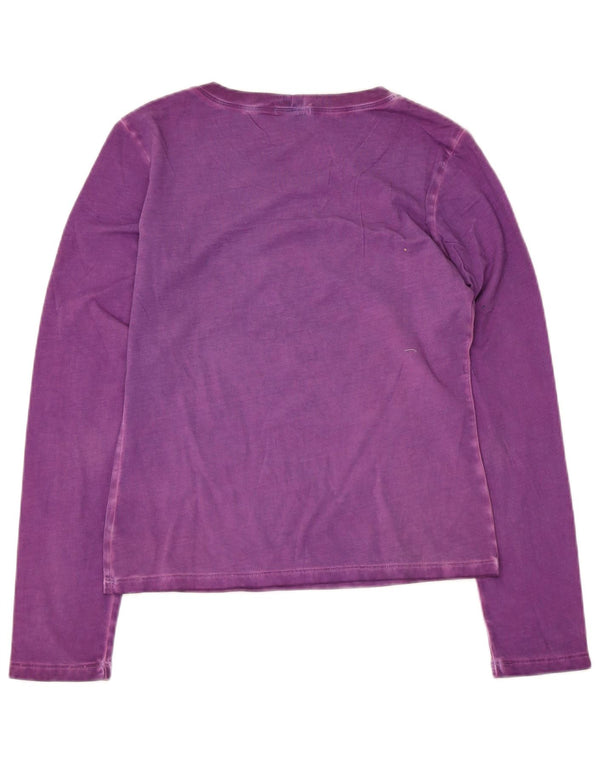 Iceberg Haut graphique à manches longues pour femme UK 14 Large Violet Coton
