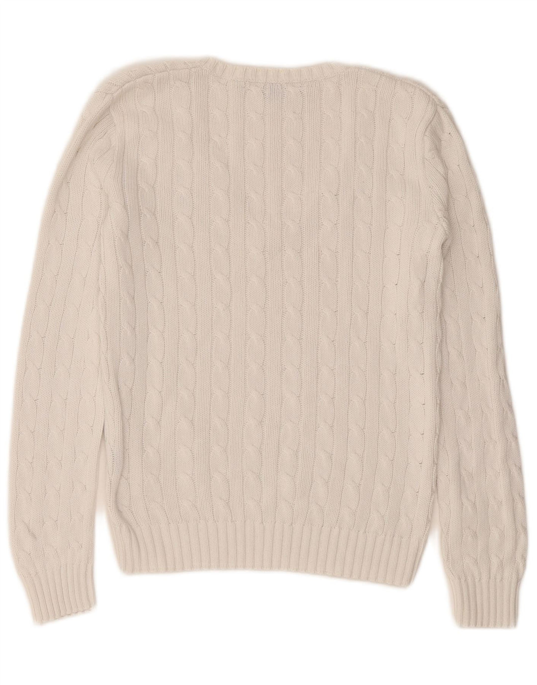 Ralph Lauren Pull col en V pour femme UK 12 Coton blanc moyen