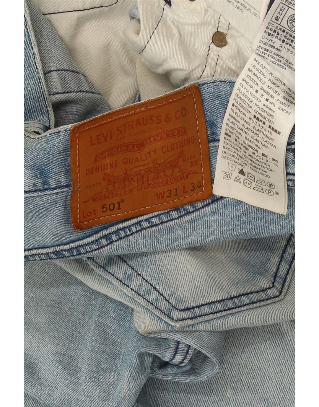 Levi's Jean Droit 501 Homme Bleu W31 L34 Coton