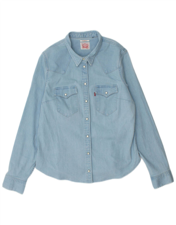 Levi's Chemise en Jean Coupe Ajustée Femme UK 14 Large Bleu Coton