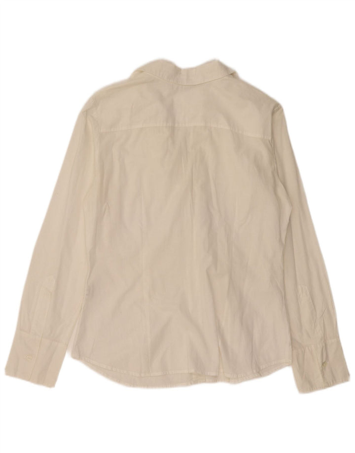 BENETTON Chemise à volants sur le devant pour femme UK 14 Large Blanc cassé