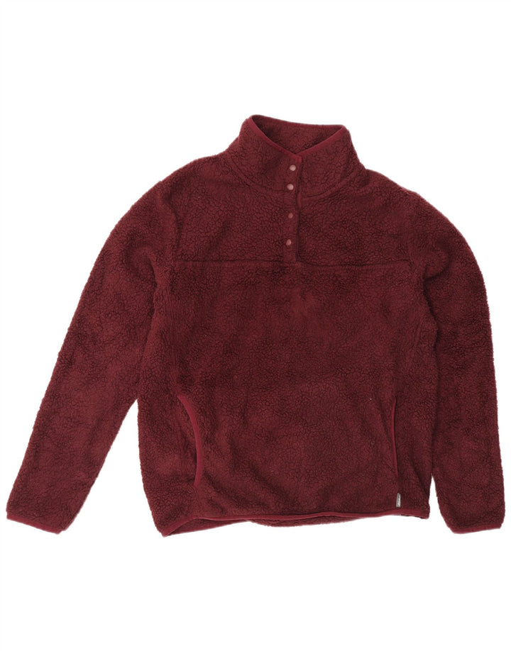 Eddie Bauer Pull polaire à col boutonné pour femme UK 14 Bordeaux moyen